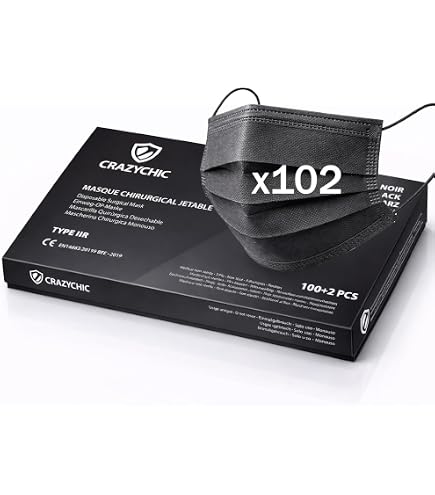 Lot De 2 Masques De Protection En Tissu Noir - 3 épaisseurs, Taille XXL - Neufs Dans Leur Emballage