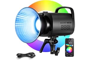NEEWER CB100C 130w RGB LED Videoleuchte, COB Dauerlicht mit APP/2,4G Steuerung, Videolicht 360° Vollfarbe 2700K-6500K 27000lux/m Studiolicht Bowens Mount TLCI/CRI97+ 17 Szenen für Video Fotografie