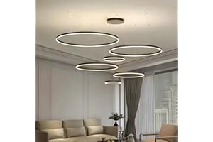 YYUTLUO Lampadario LED Moderno DIY Cerchio | 5 Nera Anelli :20+40+60+80+100cm=130W Illuminazione A Sospensione LED In Metallo+Acrilico Telecomando Dimmerabile Lampada Sospensione Soffitto Rotondo
