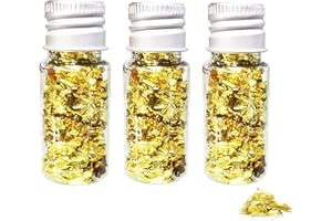 SOVZOVY Essbare Blattgoldblätter, Blattgold Flocken Multifunktions-Dekorfolienpapier Goldfolie Papier Dekorfolie Papier Küche Mousse Kuchen Backen Gebäck Kunsthandwerk Decor (3 Flaschen)
