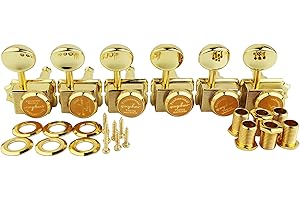 Guyker Tunery strunowe z blokadą gitarową w stylu vintage - blokujące kołki do kluczy do strojenia głowic maszynowych części zamienne do gitar elektrycznych w stylu ST TL Przełożenie 1:15 - złote