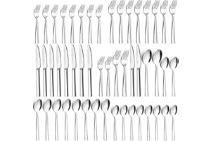 DEEDRO Besteck Set 12 Personen, 60 teilig Edelstahl Besteckset, Essbesteck Set mit Messer Gabel Löffel, Edelstahl Essbesteck für Familie/Party/Restaurant, Hochglanzpoliert & Spülmaschinenfest