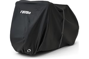 Favoto Custodia Bici Telo Copribici per 2 - 3 Bicicletta, Copertura Biciclette da Esterno Telo per Scooter, Resistente a Polveri/Pioggia/Neve/UV, con Cintura Regolabile (Nero)