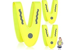 TOPJOWGA Warnwesten Kinder, 3 Stück Kinderwarnweste, Reflektorweste Kinder, Warnweste Kinder Dreiecksform, Sicherheitsweste Reiten Running, V-Form Signalkragen, Waschbar Warnschutzweste