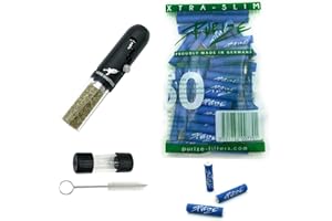 Herb Shuttles MJ420 Pipe, Incl. Cristal de Repuesto + 50 filtros de carbón Activado PURIZE Xtra Slim Azul (5,9mm)