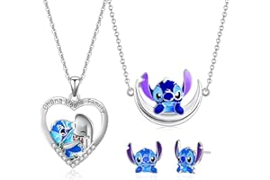 TENVAVA Stitch Earrings Necklaces Bracelet Keychain Jewellery Gifts Set for Daughter Niece Girls BFF Women Friendship