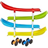 Amazon Brand - Jam & Honey | 4 Level Ramp Race Gift for Kids | 2 Cars with 4 Ramps and Race Track for 1, 2, 3 Toddlers, Boys 