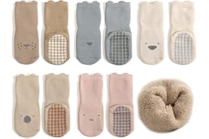 Exemaba Baby Socken Anti Rutsch Dicke - 5 Paar Winter Warme Kleinkinder Rutschsocken Krabbelsocken für Mädchen Jungen