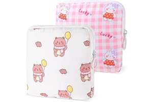 Andibro Cute Sanitary Napkin Storage Bag,2Pcs Reusable Period Holder Bag Portable Menstrual Cup Pouch Tampon Holder Pad Pouch Menstruation First Period Bag Period Kit for Women Girl School Supplies(B)