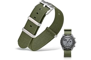 OLLREAR Paski do zegarków Omega Swatch Moonwatch, nylonowe paski do zegarków 20 mm, z klamrą ze stali nierdzewnej, wymienne paski sportowe dla mężczyzn i kobiet