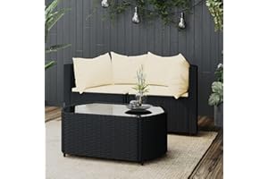 Festnight Balkon Sofa Rattan 2 Sitzer Gartensofa Balkonmöbel Keiner Balkon Garten Lounge Gartenmöbel Set Klein Gartenlounge Loungemöbel Terrasse Terrassenmöbel