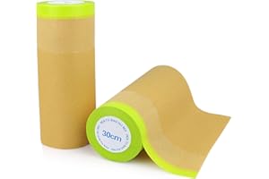 BOMEI PACK Papier de masquage Kraft 2R 15m pour la peinture automobile, la décoration de la maison, la protection des meubles,Ruban adhésif automobile, Accessoire de peinture (2 Rouleaux, 30cm*15m)