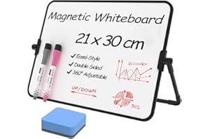 ‎NEWYES NEWYES Whiteboard Magnetisch Memoboard A4-Größe mit Ständer, Tragbare Doppelseitige Beschreibbar Whiteboard Staffelei Desktop Schreibtafel zum Notieren im Büro, Geschäft und zu Hause