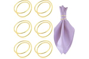 MARFOREVER Serviettenringe Gold, 6 Stück Serviettenringe aus Metall Elegante Serviettenschnallen Runde Servietten Ring für Hochzeitsfeier Weihnachten Abendessen Tischdekoration