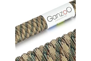 ‎GANZOO Ganzoo Paracord 550 Seil, Nylon-Polyester, 4mm, Typ 3, 30 Meter, 7 Kernstränge, Outdoor-Schnur, Allzweck-Seil, Hundehalsband, Hundeleine, Armband knüpfen, Camping, Survival