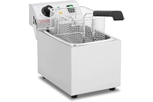 Royal Catering Friteuse Électrique De Restaurant Simple Professionnelle RCEF 08EB (8 L, Zone Froide, Thermostat, Élément Amovible)