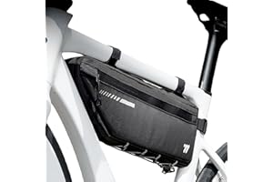 kinoco Bike Frame Bag 2.6L Waterproof – Reflective Side Panel, Large Capacity Top Tube Pouch for Mountain, Road & Gravel Bikes (Black)