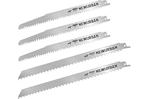 NEWURBAN Confezione da 5 lame per sega alternativa in acciaio inossidabile 5 TPI 9 pollici - 3 pezzi / 3 TPI 12 pollici - 2 pezzi per il taglio di alimenti per carne congelata - Lama per segaossa