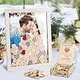 Creawoo 28,5cm Mr&Mrs Album Livre d'Or en Bois pour Anniversaire de