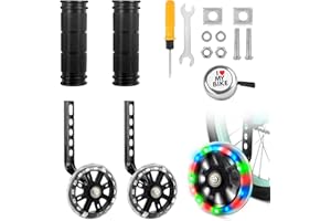 HIULLEN Ruedines Entrenamiento Bicicleta para niños, Ruedas estabilizadoras con ruedas luminosas, Universal Ruedas Auxiliares Bicicleta para 12 14 16 18 20 Pulgadas