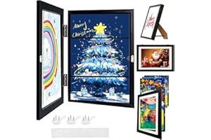 TFCIOD Marco para Dibujos Niños, 35 * 26.4 * 4cm Marco A4 150 Hojas, Marcos de Fotos Con Apertura Frontal Opening, Marco Dibujos Infantiles Cambiar, Marco de Arte para Niños (1 pieza, Negro)