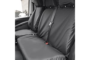 YWNYT Fundas para asiento VW Transporter T5 2003-2015, 600D con forro de algodón, juego de 8 protectores impermeables para asientos delanteros, color negro