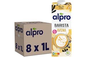 Alpro Bebida Vegetal de Avena Barista - Adecuado para el café -Pack de 8 x 1L