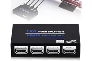 Asfrode 4K HDMI Splitter 1 in 4 Out Ultra-HD 4K@30Hz Répartiteur HDMI 1 vers 4 Moniteurs Miroir Adaptateur Prend en Charge 1080p 3D HDCP 1.4 pour PS3 PS4 Blu-Ray DVD Projecteur