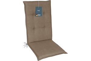 LILENO HOME Cuscini per sedia da giardino [set da 1 – con schienale alto] in marrone chiaro – comodi cuscini per sedie da giardino – Cuscino per sedie da giardino e sedie pieghevoli