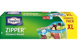 ‎TOPPITS Toppits - Universalbeutel mit Reißverschluss, 18 x 3 l, transparent
