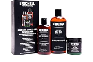 BRICKELL MEN'S PRODUCTS Brickell Daily Advanced Face Care Routine I, Gel Detergente Viso Lavaggio Viso, Crema Idratante Viso, Naturale e Biologico, Senza Profumo