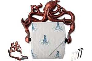COMFIFY Dekoracyjny żeliwny uchwyt na rolkę papieru toaletowego w kształcie ośmiornicy, montowany na ścianie, wystrój łazienki, motyw kraken, morski dodatek łazienkowy, łatwy montaż z dołączonymi śrubami i