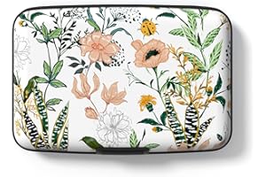 Hsxnam Credit Card Holder Wallet, RFID Blocking Credit Card Case Aluminum Metal Cute Business Card Holder Pocket ID Case for Women Men, White Flowers