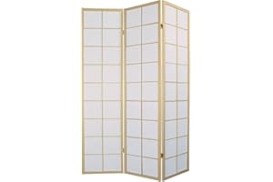 Fine Asianliving Paravento Giapponese L135xA180cm di Legno e Carta Shoji Naturale Separe Divisori separè paravento divisore interno divisorio