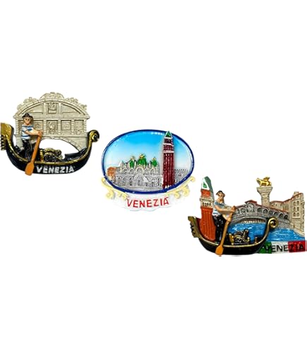 Calamita 3D Venezia Gondola Per Frigorifero - Resina, Souvenir Italiano, 7.5x6.5 Cm - Foto 2