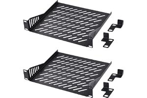 GeeekPi DeskPi RackMate tillbehör 1u rackhylla, 1U serverrack hylla vented Rack Mount Cantilever bricka för 10 tums nätverksu
