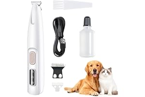 FABLET Upgrade Dog Clippers for Grooming, Waterproof Dog Paw Trimmer with LED Light & Smart Indicators, Safe Ceramic Blade Small Pet Shaver for Dogs Cats Paws, Face, 90Mins Runtime Cordless Grooming Kit
