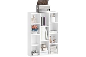HOMCOM Librería de 4 Niveles Estantería de Libros con 11 Compartimentos Diseño Vertical u Horizontal para Sala de Estar Oficina Dormitorio 74,3x24x106 cm Blanco