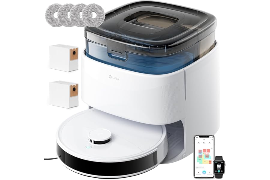 Lefant M3 Robot Vacuum Cleaner and Floor Scrubber with Mapping, Laser dToF, Suction 12000Pa, Double Rotary Mop, Washing Mop 45°C, Self Draining 3.2L, PSD Avoidance, Drying, WIFI/App/Alexa