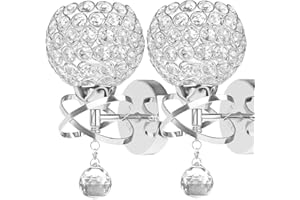 ALLOMN Modern Style Wall Lamp, Crystal Pendant Wall Lamp Bedroom Aisle Living Room Wall Lamp Holder E14 Socket (Bulb Not Included) (No Pull Switch, 2 Pack)