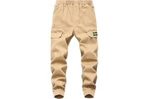 LAUSONS Pantalon Cargo Ado Garçon Jogger Enfant Taille Élastiquée