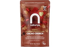 Naturya Organic Cacao Crunch Breakfast Boost - Rich in Omega-3 and Protein, with Hemp Seeds, Mulberries, Chia, Gluten-Free, Vegan - 150g