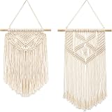 Tenture Murale Chicieve Hibou Bohème - Macramé Tissé Laine Blanc 22x11.6 Pouces