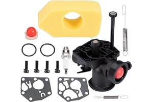 FanPaYY Kit carburatore per tosaerba Briggs and Stratton con filtro aria, viti, molla di regolazione, membrana, pompa carburante, candela # 499809 498809A 494406