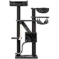 RHRQuality Krabpaal Voor Grote Katten - Kilimandjaro de Luxe Crown – 195 cm Hoog – Met 12 cm Sisalpalen & Luxe Ligplaats – Blackline Donker Grijs