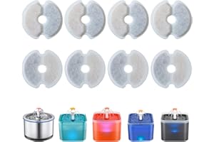 Zemiu Filtro Fontanella per Gatti 8Pezzi, 8 Pezzi Filtro per Gatti Per Fontana Gatto 2L,2.5L (67oz,84oz) con Carbone Attivo e Resina-Tripla Filtrazion