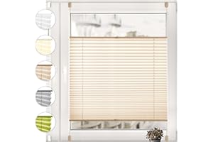 Sonello Estor Cortina Plisada sin taladrar 80cm x 100cm Beige, Cortina Enrollable Plisado Cortina Plisada para Puerta y Ventana persianas protección de la intimidad protección Solar estores palisados
