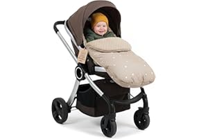 TOTSY BABY Sacco passeggino invernale nanna 90x45 cm - coprigambe universale neonato termico per cybex yoyo e altri passeggini perfetto per ragazzi e ragazze Beige con stelle bianche