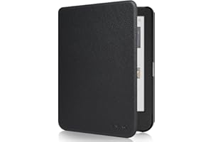 RSAQUAR Tenano Étui en Tissu pour Kobo Clara Colour/BW/2E, Tolino Shine Colour/Shine 5/4, Housse de Protection avec Fonction Veille/Réveil Automatique, Noir