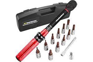 ATsafepro Clé Dynamométrique 1/4'', 1-25 Nm 15 Pièces Clé Dynamométrique Vélo avec 11 Embouts, Prolongateur 10 cm,Adaptateur 3/8'', Précision ±3%, 72 Dents pour Vélo et Moto